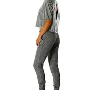 Open Back Workout Top Shirts - Yoga t-Shirts Activewear Exercise Crop SZ XL grey